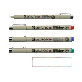 PIGMA MICRON Sakura 08th Set of 4 Colours - Red, Green, Blue, Black