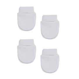 Soft Touch 4 Pairs Premature Baby Anti Scratch Mittens with Wrist Cuffs Tiny Mittens Blue Pink & White (White)