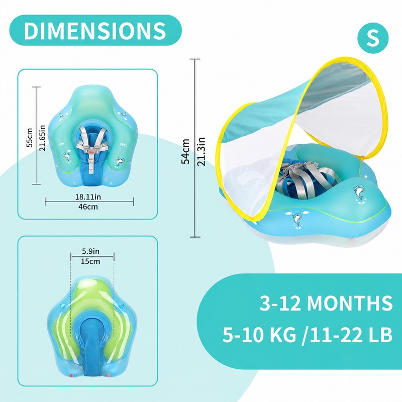 Inflatable Baby Pool Float with Canopy – Wide PVC Infant