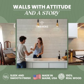 TIMBERCHiC 100% Wood Wall Planks - Made in USA - Peel-and-Stick Wall Panels for Interior Decor - Premium Smooth Finish - DIY Adhesive Wall Panels, Platinum (4" x 20 Sq Ft)