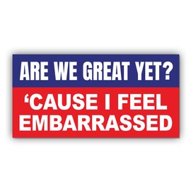 Magnet are We Great Yet Sticker Cause I Just Feel Embarrassed US Flag Funny Gifts Political Joke Humor Magnet for Bumper, Refrigerator, Cruise Door, Car, Truck (Design 3)