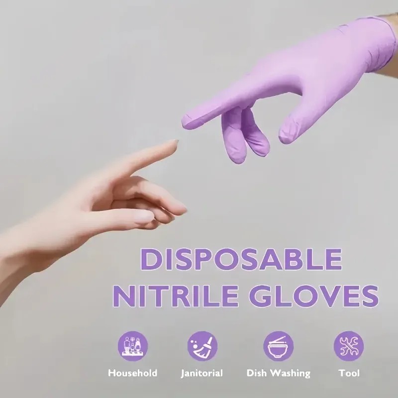 Guantes Desechables De Nitrilo Morados Sin Polvo