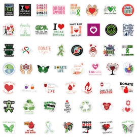 50Pcs Donate Life Stickers Blood Organ Donation Waterproof Vinyl Decals for Hardhat Notebook Water Bottles Laptop Luggage Cup Mobile Phone Skateboard Decor (Donate Life)