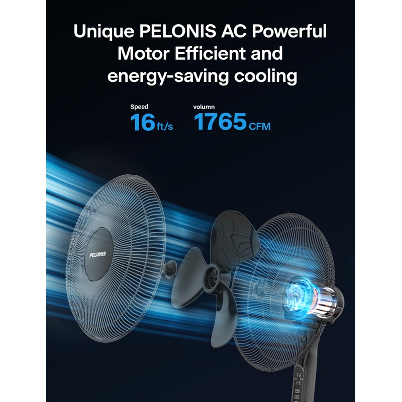 PELONIS 16'' Pedestal Fan for Bedoom, Remote, Standing Fan with