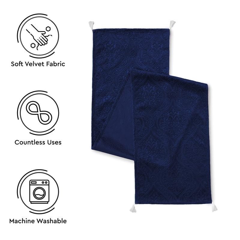 Encasa XO Dining Table Runner | Embossed Velvet | 32x150