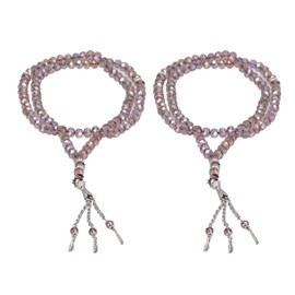 2Pcs Muslim Prayer Beads, 99 Beads Mihrab Separators Count Exquisite Design Tasbih Prayer Beads for Hand Bag, Tamarind Wood Tasbih Prayer Beads Islamic Prayer Beads(Silver Gray)