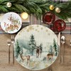 Artoid Mode Watercolour Reindeer Tree Christmas Round Placemats Set of