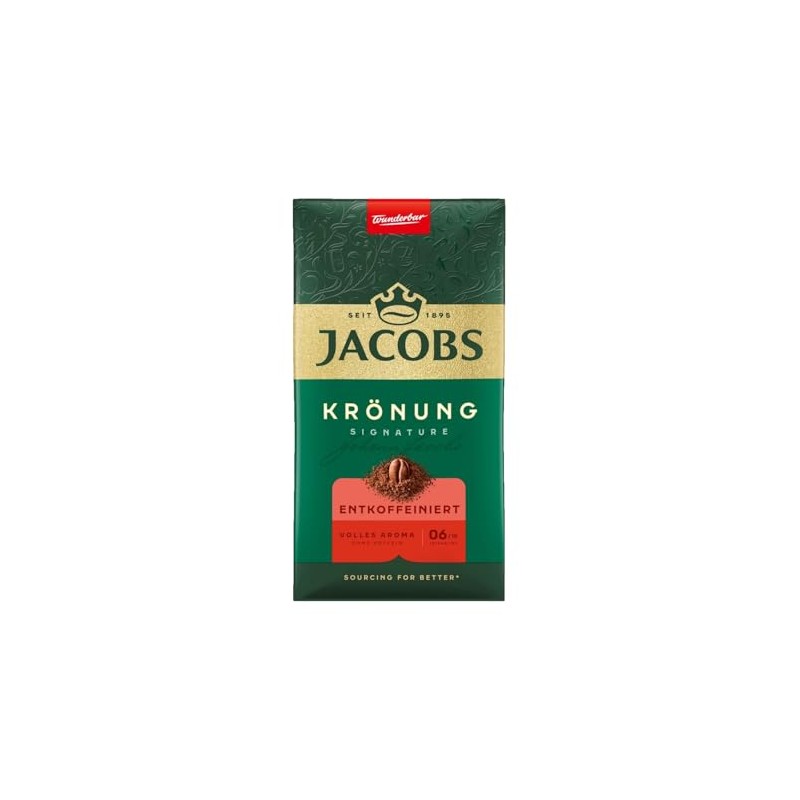 Jacobs Kronung Entkoffeiniert Decaf Ground Coffee 500 Gram / 17.6