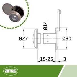 Amig - Door Viewer | Super Angle Lens | For Interior and Exterior Entrance Doors | Leather Colour | Brass | Dimensions: Diameter 14 mm | Door Thickness 15-25 mm