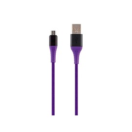 Monoprice USB 2.0 Micro Type-B to Type-A Charge and Sync Cable - Durable, Nylon-Braid, 3 Feet, Purple - AtlasFlex Series