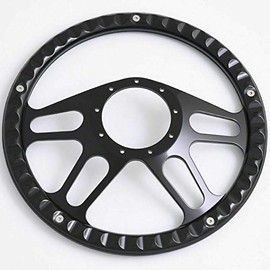 Flashpower 14'' Billet Half Wrap 9 Bolts Steering Wheel with 2'' Dish and Horn Button(Carbon Vinyl)