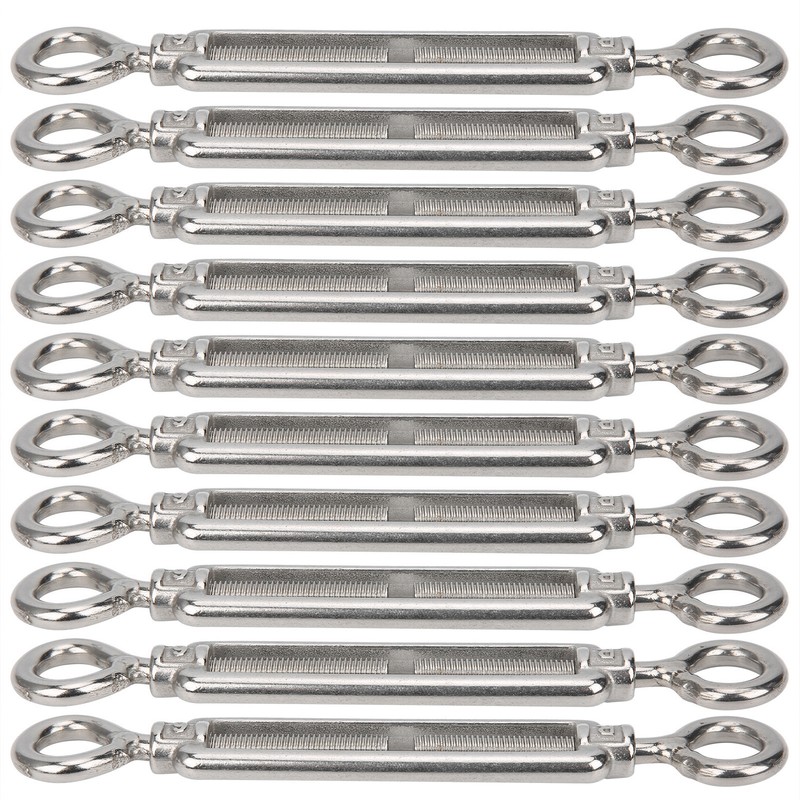 10pcs Eye and Eye Turnbuckle Wire Tensioner Strainer Stainless Steel