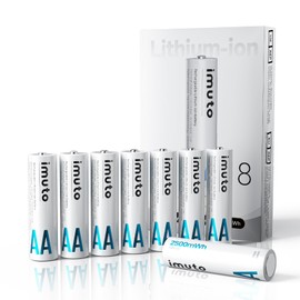 imuto Rechargeable aa Batteries, 2500mWh aa Lithium Batteries 8 Pack, 1.5V 2A Output Double a Battery, 1600+ Cycle Life
