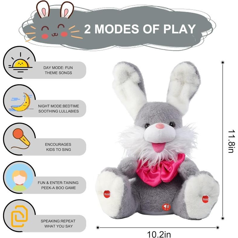 Children's Day Gift Talking Bunny Repeats What You Say Peek-A-Boo