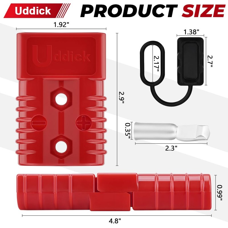 Uddick 4PCS 175A 1/0-4 Gauge Battery Cable Quick Connect/Disconnect Connector