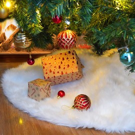 Ywlake Christmas Tree 48 Inch Plush Slush White Blanket for Christmas Tree Decoration (122 cm)