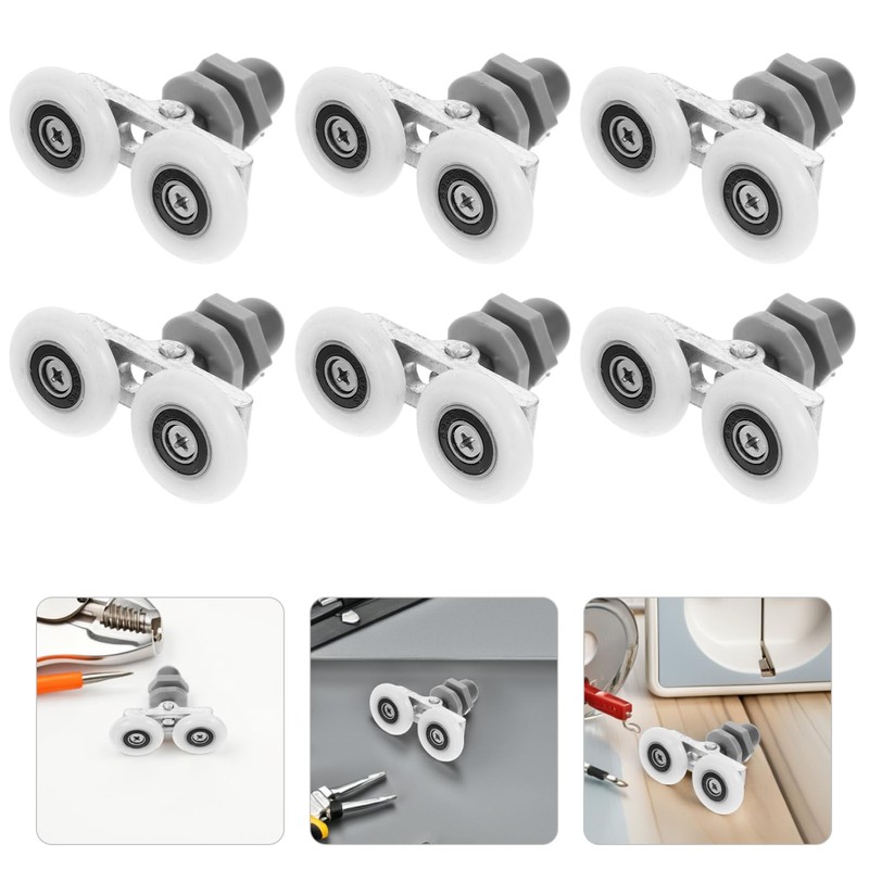 TEHAUX 8pcs Shower Door Rollers Dual Wheel Sliding Glass Hardware