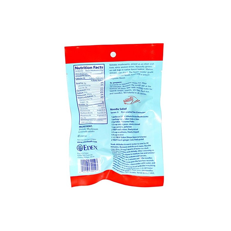 Eden Shiitake Mushrooms, 0.88 oz, Whole Dried
