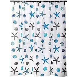 meioro Shower Curtain Eco-Friendly Waterproof Bathroom Curtains Ocean Theme Semi Translucent Shower Curtain Liners with Rustproof Grommets(Starfish and Seashells, 70'' x 86'')