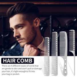Haarkamm Kamm Set - 4PCS Professioneller Friseur Präzisionskamm, Barbier Haarstyling Salon Breiter Zahnkamm Carbon Doppelzahnkamm, Antistatischer Styling Hair Comb für Männer und Frauen