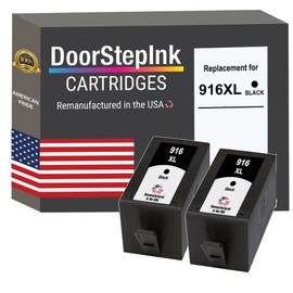 DoorStepInk Remanufactured Ink Cartridge Replacements for HP 916XL Black, 3YL66AN, (Twin Pack) for Printers HP OfficeJet Pro 8022 8023 8024 8025 8025e 8026 8028 8030 Series 8035 8035e, Made in USA