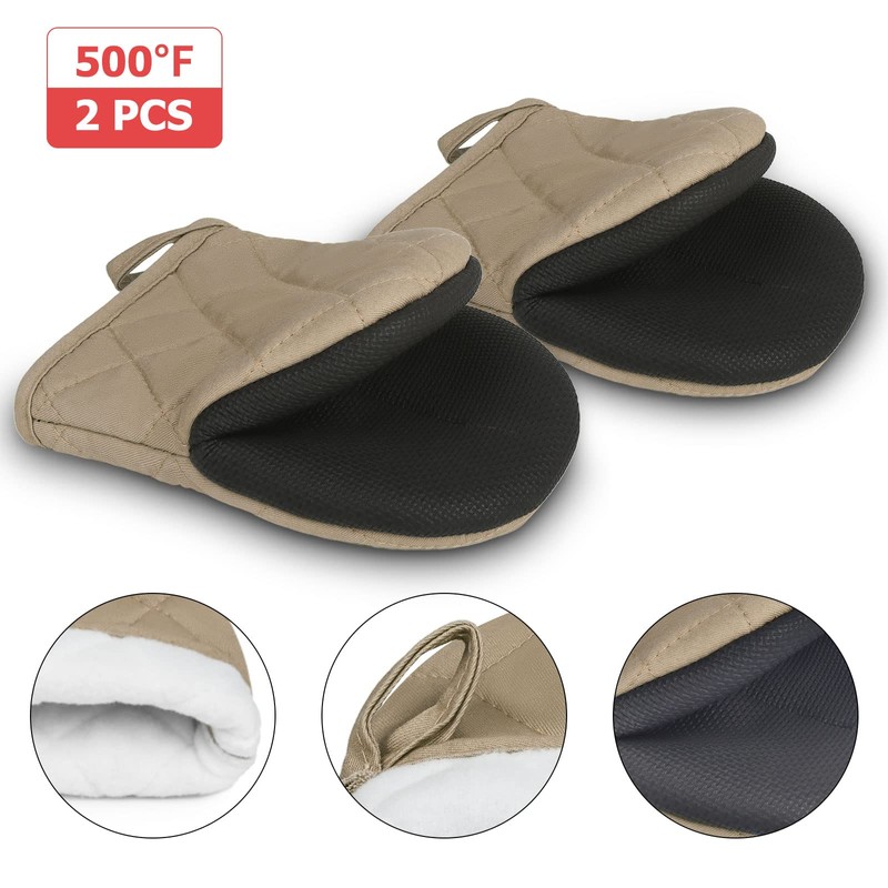 TOPSKY 2-Pack Short Oven Mitts, 7-Inch Heat Resistant Cotton Twill