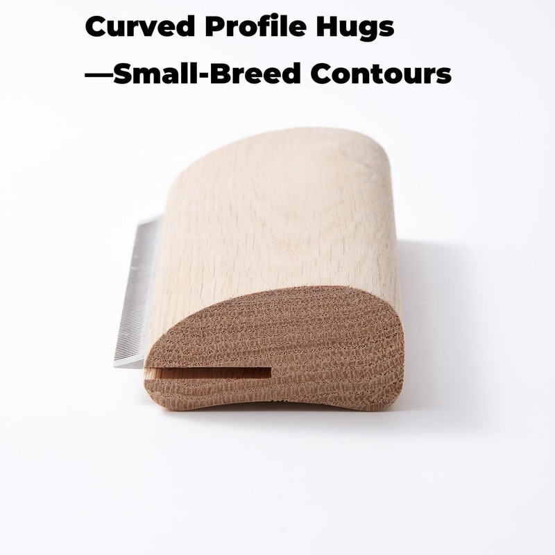 French Bulldog Brush for Shedding, Palm-Grip Wooden Grooming Comb