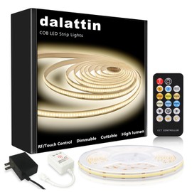dalattin Cob Led Strip Light 24 v 16.4 ft 4000K Natural White with Remote and App Tape Lights for Bedroom Indoor