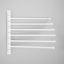GERZWY Bathroom 6 Arms Swing Arm Towel Bars Wall Mount Bath Towel Rack Hanger Stainless Steel Towel Holder Organizer, White