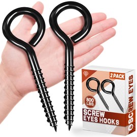 ZAUGONTW 4PCS 6 Inch Heavy Duty Screw Eyes Hooks, Self Tapping Eyelet Screws Eye Bolts, 800LBS Breaking Strength, Screw in Eye Hooks for Wood Securing Cables Wire