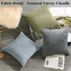 Home Brilliant Grey Cushion Covers Soft Chenille Scatter Cushions for Sofa Bed, Luxury Cushions 45cm x 45cm for Living Room with Invisible Zipper, 18 inch, Set of 2, Grey