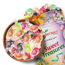 NY Spice Shop Assorted Crystal Fruit Hard Candy - 1 Pound Mix Fruit Flavored Delicious Old Fashioned Individually Wrapped Bulk Candy for Candy Lovers
