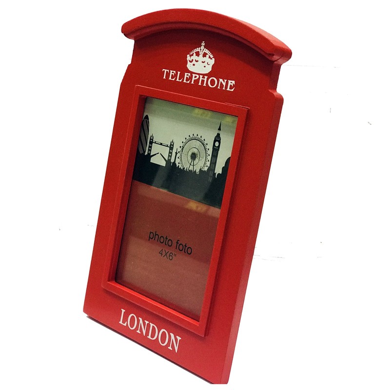 Wooden Photo Frame 6X4 Inch Red Public London Telephone Booth