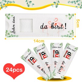 24 Stück Schön dass du da bist Gastgeschenke, Hülle Filz Geschenk für Schokolade, Wiederverwendbar Schokolade Verpackung, Geschenke für Hochzeit, Taufe, Abschluss, Geburtstag(Keine Schokolade)