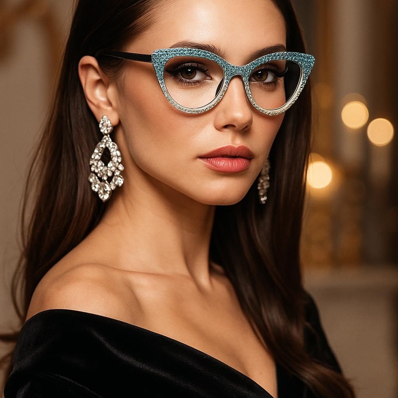ICARA Oprah style Bling Rhinestone Cat Eye Reading Glasses for