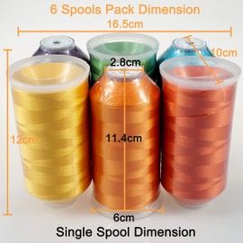 New brothread Fruit & Garden Colours Polyester Machine Embroidery Thread Giant Spool 5000 m for All Embroidery Machines Set of 6