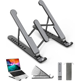 AOVUYCK-Store Laptop Stand, 8-Level Adjustable Laptop Stand, Portable Height-Adjustable Ventilated Laptop Stand, Notebook Stand for MacBook Lenovo Dell 10-15.6 Inch Laptops Tablets Notebooks