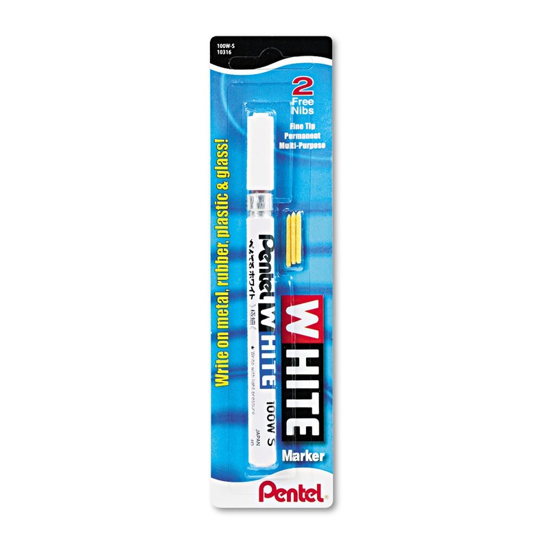 Pentel 100WS Permanent Marker, Fine Point, White