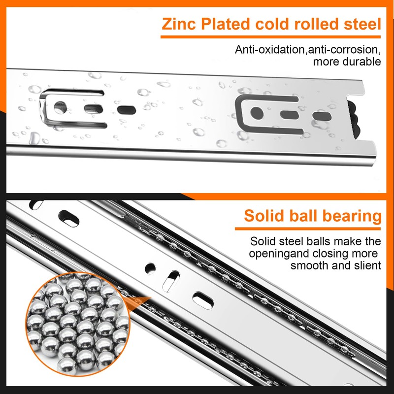 10 inch Drawer Slides 4 Pairs (8pcs) 3 fold Full