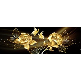 AZQSD Diamond Painting Kits for Adults Beginners Gold Rose Flowers Diamond Painting with AB Drill Diamond Art Full Round Drill DIY 5D Rhinestone Home Wall Decor 7.9x23.6inch/20x60cm