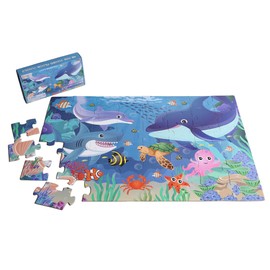 ZazzyKid Underwater 48-Piece Puzzle for Ages 3-5: Educational Underwater Jigsaw - Large Floor Puzzle 36 x 24 inches for Toddlers Learning Gift Family Activities