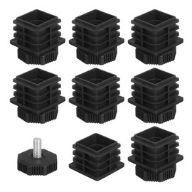 sourcing map 8 Pcs Leveling Feet, M8x38x38mm Plastic Adjustable Furniture Leg Leveling Rectangle Tube Insert Screw-in Glide Levelers Fit Hole 38mm for Table Chair Furniture, Black