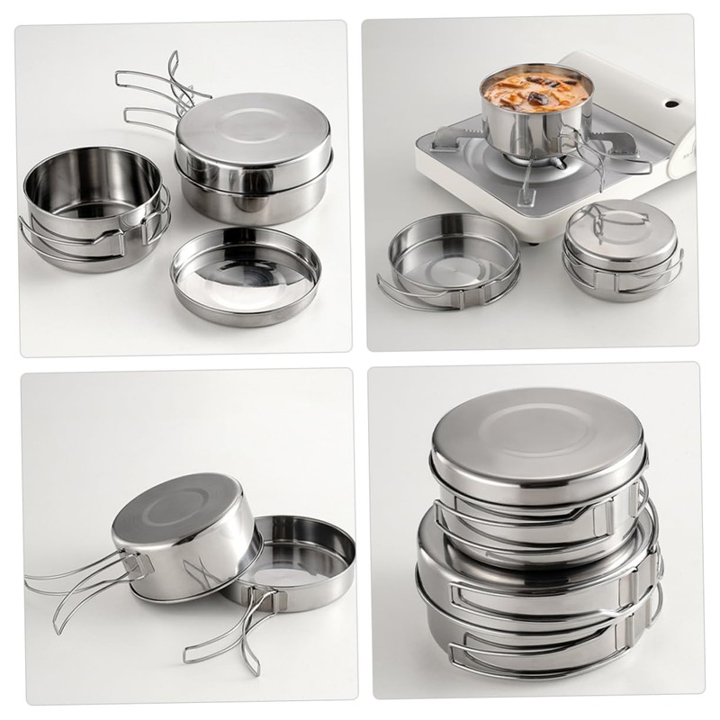 Mipcase 1 Set Outdoor Camping Cookware Portable Stainless Steel Kitchen