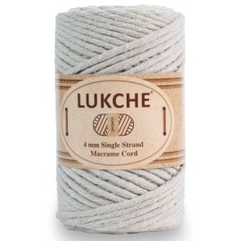 LUKCHE 4mm Single Strand Cotton Macrame Cord, 246 Feet - 82 Yards, Beige, 1 Skein