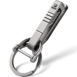 FEGVE Titanium Belt Clip with Key Ring and D-Shaped Keyring, Duty Belt Key Holder for Men (Grey)