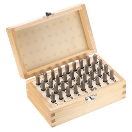 sourcing map 36pcs Metal Stamping Kit 1/8" (3mm) Steel Uppercase Letter and Number Punch Set (A-Z / 0-8 / "&" Symbol) Sandblasting Punch Press Tool for Imprinting Metal Plastic Wood Leather