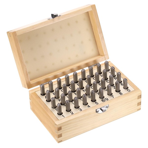 sourcing map 36pcs Metal Stamping Kit 1/8" (3mm) Steel Uppercase