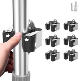 GARTOL Internal Snap Star Clip Slot Garden Broom Broom Holder Wall Garden Tool Holder Stainless Steel Broom Holder for Kitchen Home Bathroom Storage (Pack of 6)