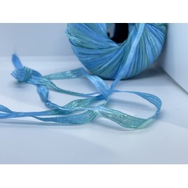 Berlini Memento Ribbon Yarn - 50 Gram, 88 Yards, 3/8" Wide - #111 Turquoise
