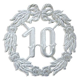 Kunze A013060102 Anniversary Number 10, Diameter 18 cm, Silver